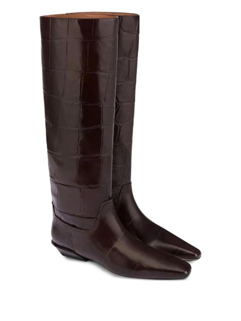 Paris Texas croco-embossed leather boots - Brown