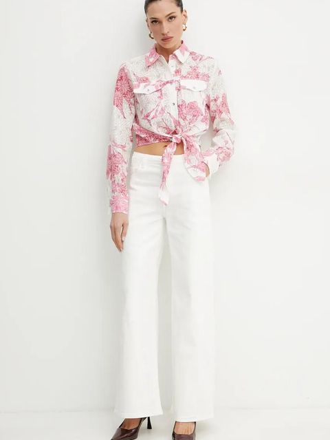 Guess koszula ADELAIDE damska kolor biały regular z kołnierzykiem klasycznym W5GH03 WH4K2 - zdjęcie produktu nr 2