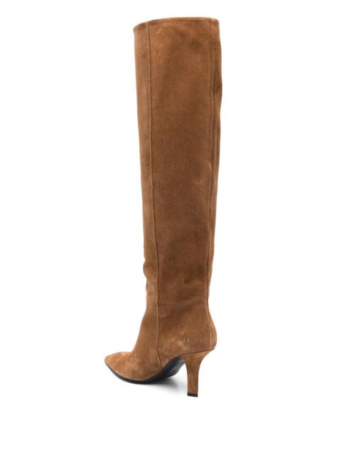 Amina Muaddi Brenda 80 calf suede knee-high boot 80mm - Brown