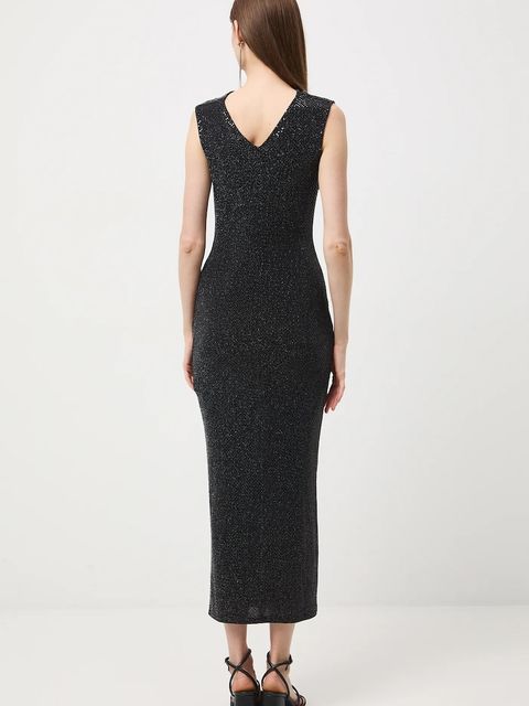 Medicine sukienka kolor srebrny maxi dopasowana