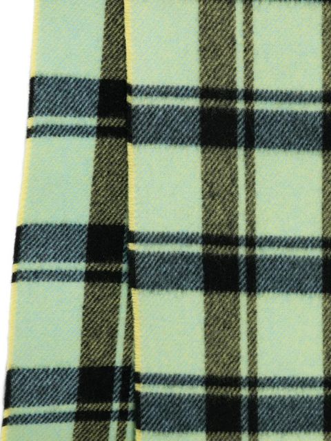 GANNI checked fringed scarf - Green