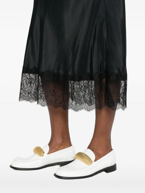 Moschino lace-trim midi skirt - Black