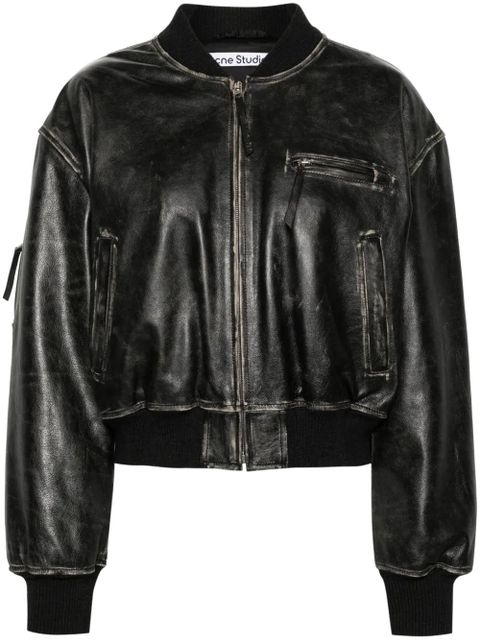 Acne Studios distressed-effect bomber jacket - Black - zdjęcie produktu nr 1