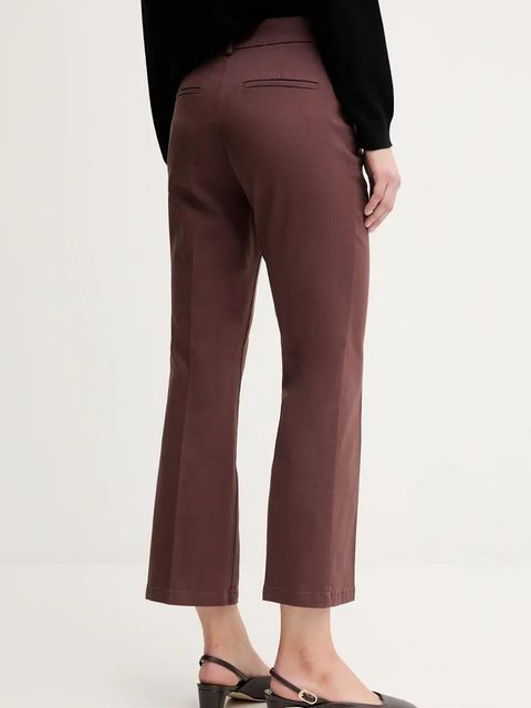 Sisley spodnie damskie kolor brązowy proste medium waist - zdjęcie produktu nr 2