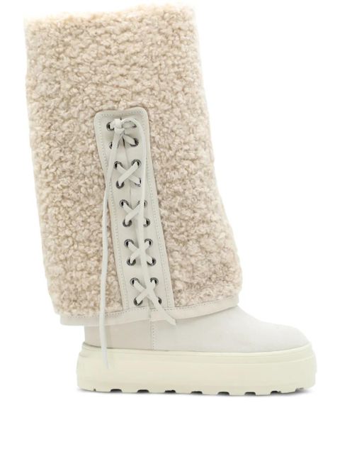 Casadei lace-up faux-shearling boots - Neutrals - zdjęcie produktu nr 1