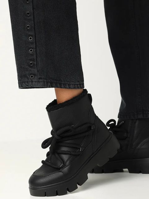 Mexx botki SIGMAR RHYTHM damskie kolor czarny na płaskim obcasie lekko ocieplone MI001708253W-02