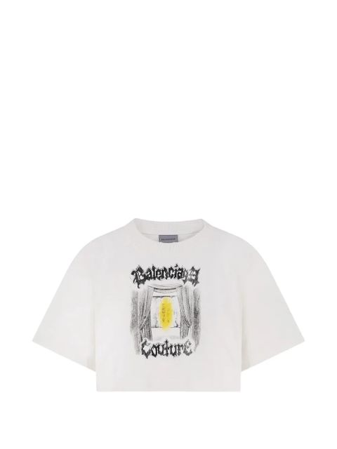 Balenciaga Salon De Couture cropped T-shirt - White - zdjęcie produktu nr 1