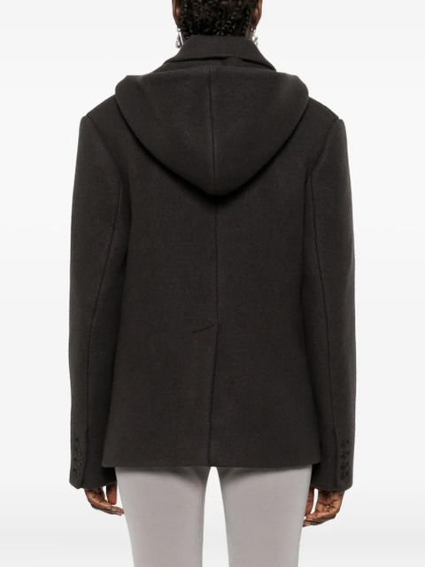 Nanushka detachable-hood double-breasted blazer - Green