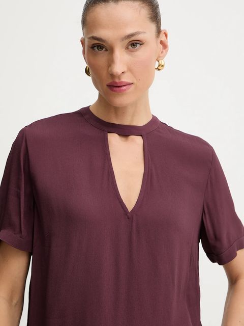 Twinset bluzka damska kolor bordowy gładka 252TP2292 - zdjęcie produktu nr 2