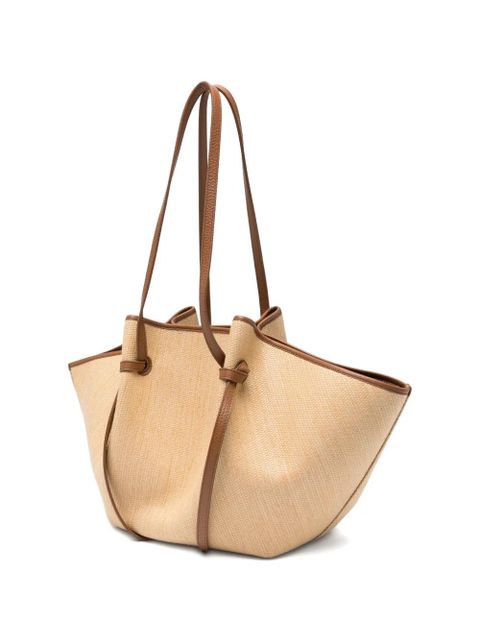 Yuzefi large Mochi leather-trim woven tote bag - Neutrals