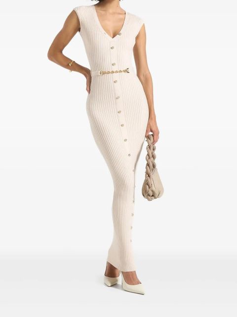Manière De Voir Helene knitted belted dress - Neutrals