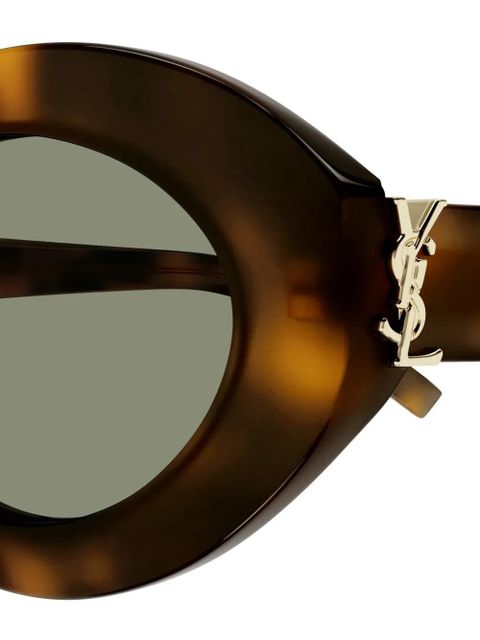 Saint Laurent Eyewear oval-frame patterned sunglasses - Brown - zdjęcie produktu nr 2