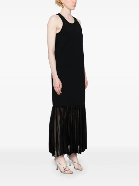 Jil Sander plissé-detailed knitted maxi dress - Black