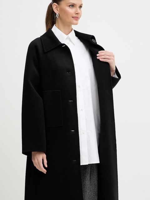 Armani Exchange płaszcz z dodatkiem wełny kolor czarny XW001234 AF16216