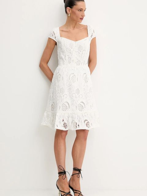 Guess sukienka bawełniana DOMITILLA kolor biały mini rozkloszowana W5GK50 WH521 - zdjęcie produktu nr 2