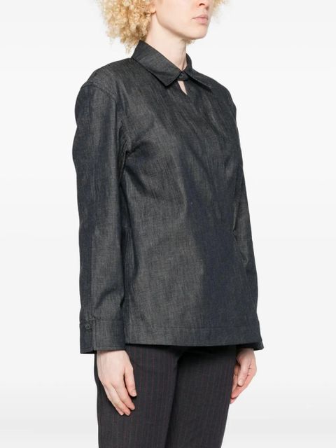 FENDI wrap-effect denim shirt - Blue