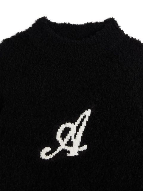 Axel Arigato logo-intarsia brushed jumper - Black