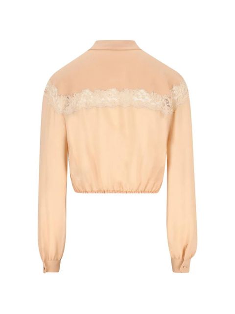 Saint Laurent Lavallière lace-detail blouse - Neutrals - zdjęcie produktu nr 2