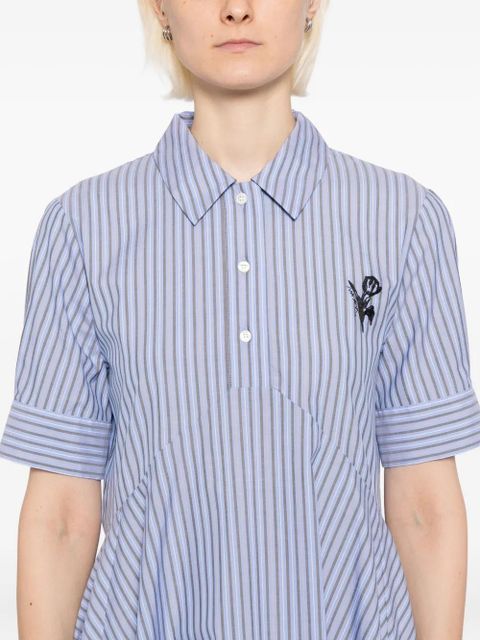 Marni tulip-embroidered striped dress - Blue