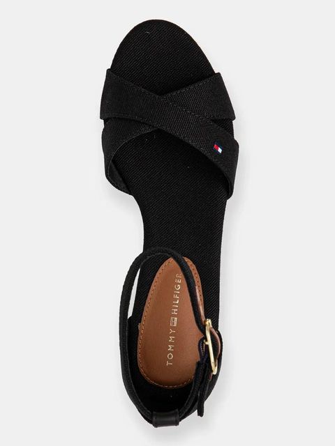 Tommy Hilfiger sandały FLAG CRISS-CROS MID WEDGE ESPAD kolor czarny FW0FW08481