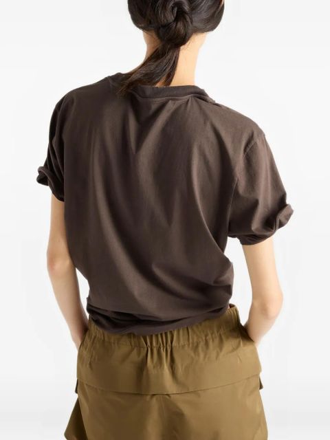 Prada triangle-logo crew-neck T-shirt - Brown