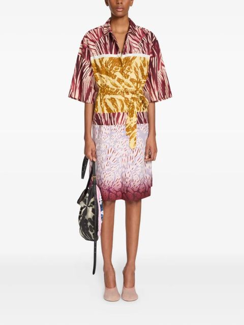 DRIES VAN NOTEN tropical-print wrap dress - Red