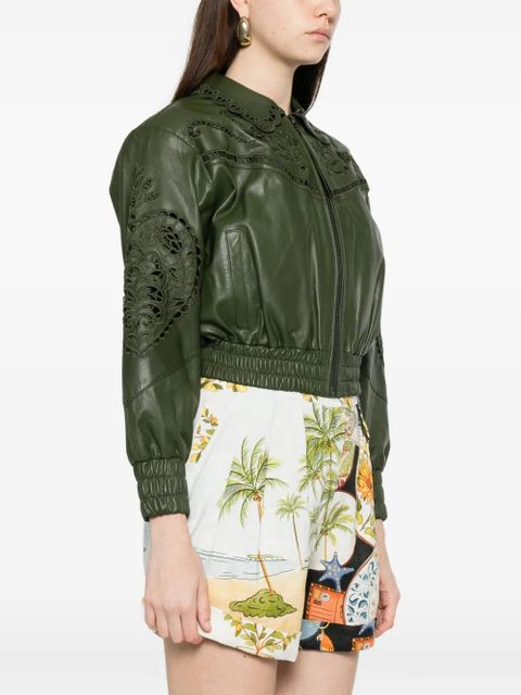 FARM Rio Richelieu Heart embroidered jacket - Green