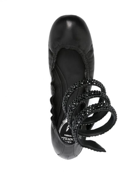 René Caovilla Cleo crystal-embellished ballerina shoes - Black