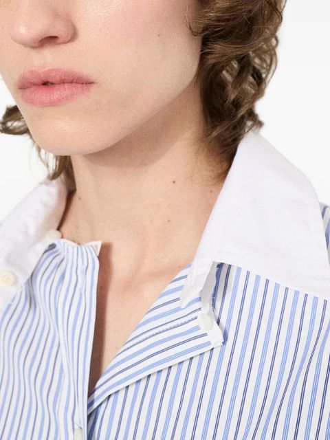 Miu Miu striped logo-embroidered shirt - Blue