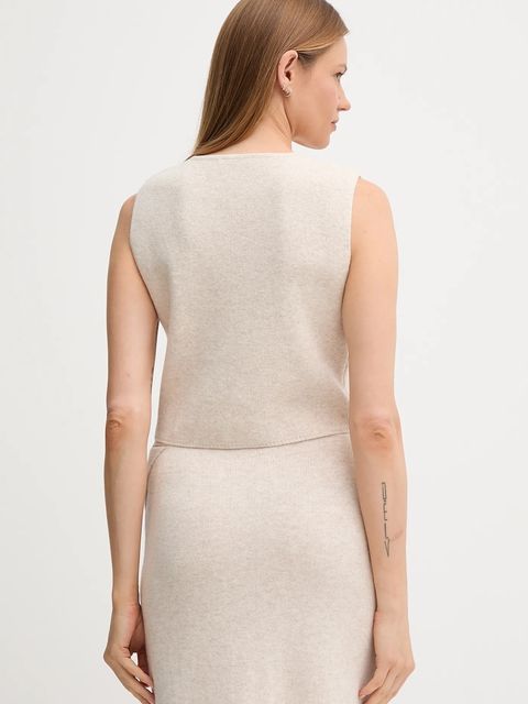 OUI kamizelka z wełną damski kolor beżowy lekki 86170