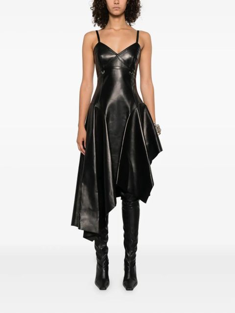 Alexander McQueen leather asymmetrical dress - Black - zdjęcie produktu nr 2
