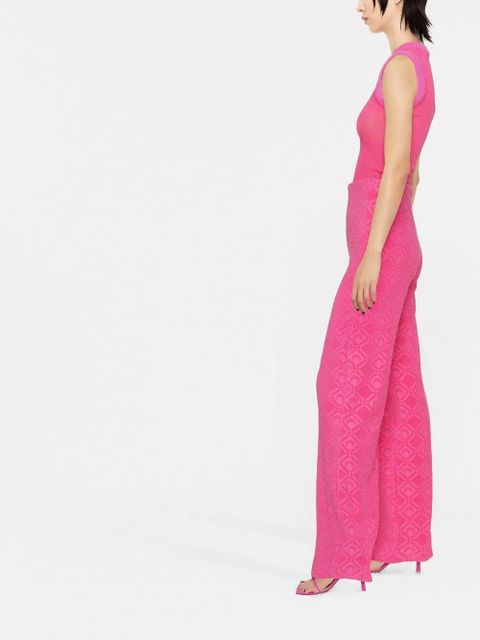 Marine Serre Moon Sponge flared trousers - Pink