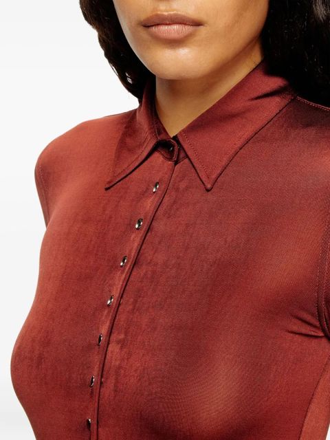 Diesel metallic-effect button-front mini day dress - Red