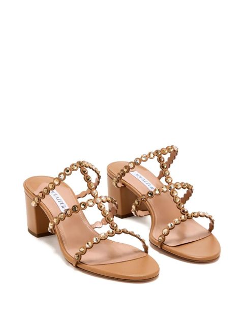 Aquazzura 50mm Tequila crystal-embellished block-heel sandals - Brown
