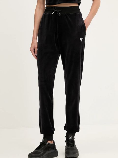 Guess spodnie dresowe welurowe COUTURE damskie kolor czarny gładkie V3BB27 K0232 - zdjęcie produktu nr 1
