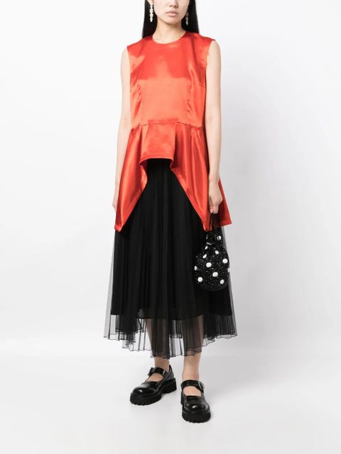 Comme Des Garçons asymmetric-hem satin top - Red - zdjęcie produktu nr 2