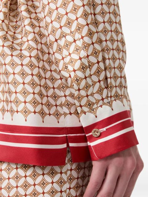 Max Mara geometric-print belt-detail silk shirt - Neutrals