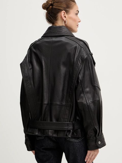 BOSS Orange ramoneska skórzana kolor czarny przejściowa 50552201