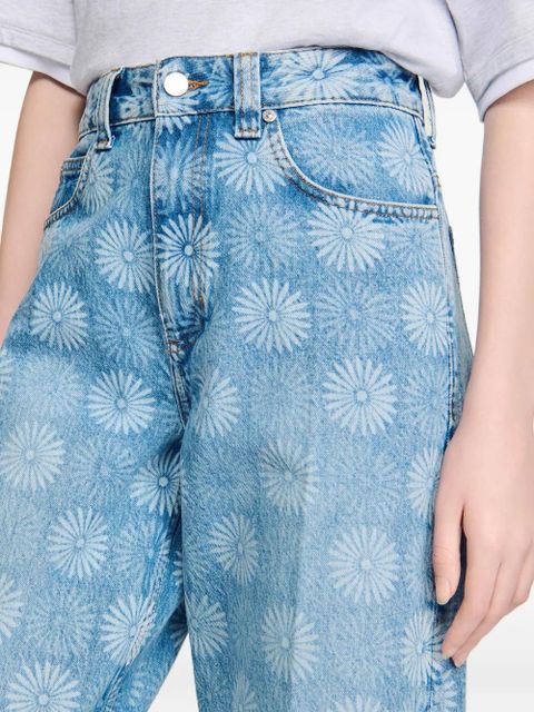 SANDRO floral-pattern wide-leg jeans - Blue