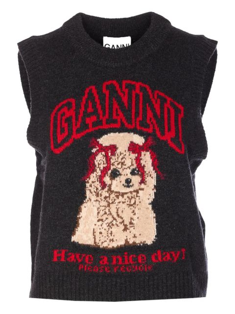 GANNI graphic sleeveless top - Black - zdjęcie produktu nr 1