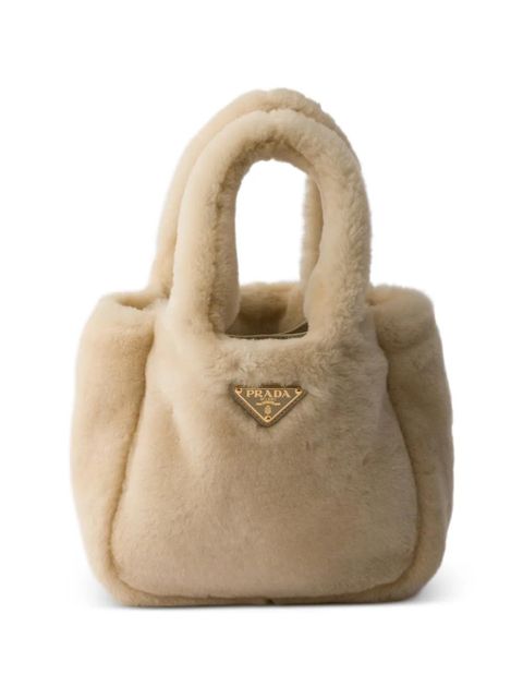 Prada shearling mini handbag - Neutrals - zdjęcie produktu nr 1