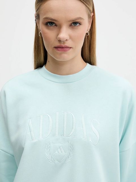 adidas bluza Cozy damska kolor turkusowy z aplikacją JM1792