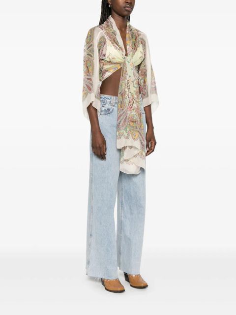 ETRO paisley-print silk cape - Green