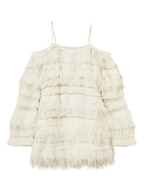 TWINSET off-shoulder feather-detail dress - White - zdjęcie produktu nr 1