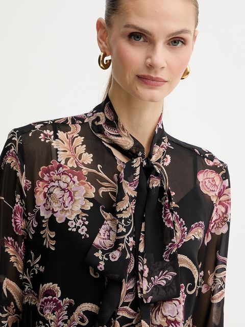 Marciano by Guess koszula VERITY damska kolor czarny regular z wiązanym dekoltem 5BGH14 7310A