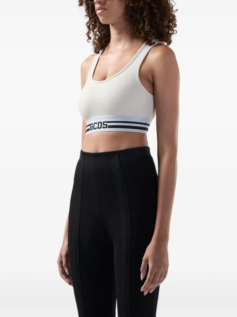 GCDS logo-detail crop top - White