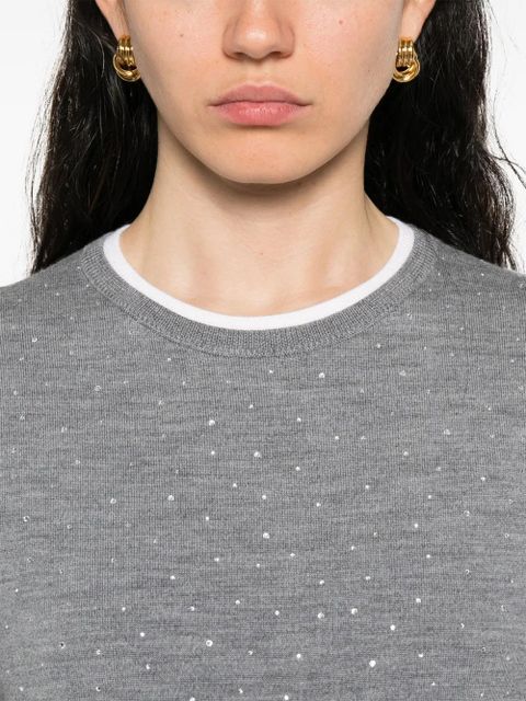 Maje rhinestone-embellished T-shirt - Grey