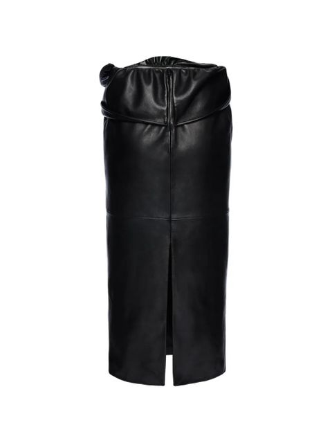 Magda Butrym flower-detail leather midi skirt - Black - zdjęcie produktu nr 2