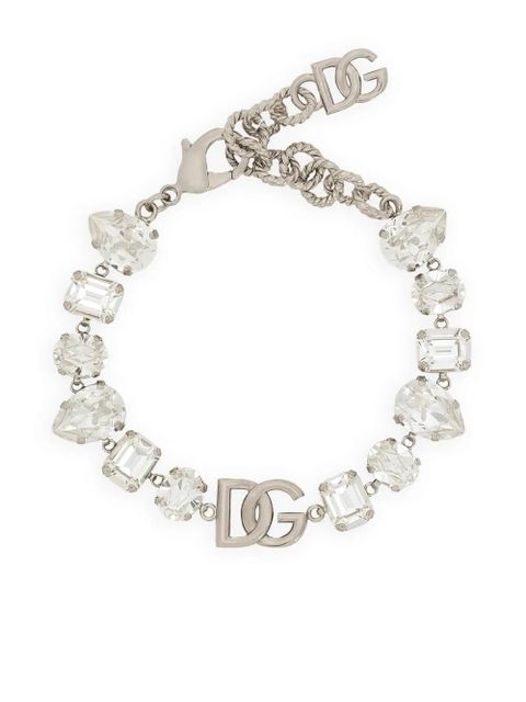 Dolce & Gabbana DG-plaque crystal-embellished bracelet - Silver - zdjęcie produktu nr 1