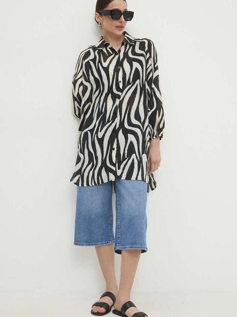 Answear.LAB koszula damska kolor czarny relaxed z kołnierzykiem klasycznym